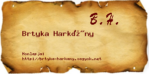 Brtyka Harkány névjegykártya